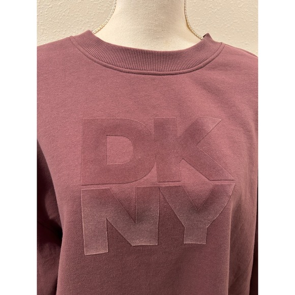 DKNY Sport Womens Burgundy Embossed Logo Crewneck Sweatshirt Size Large - Picture 2 of 8